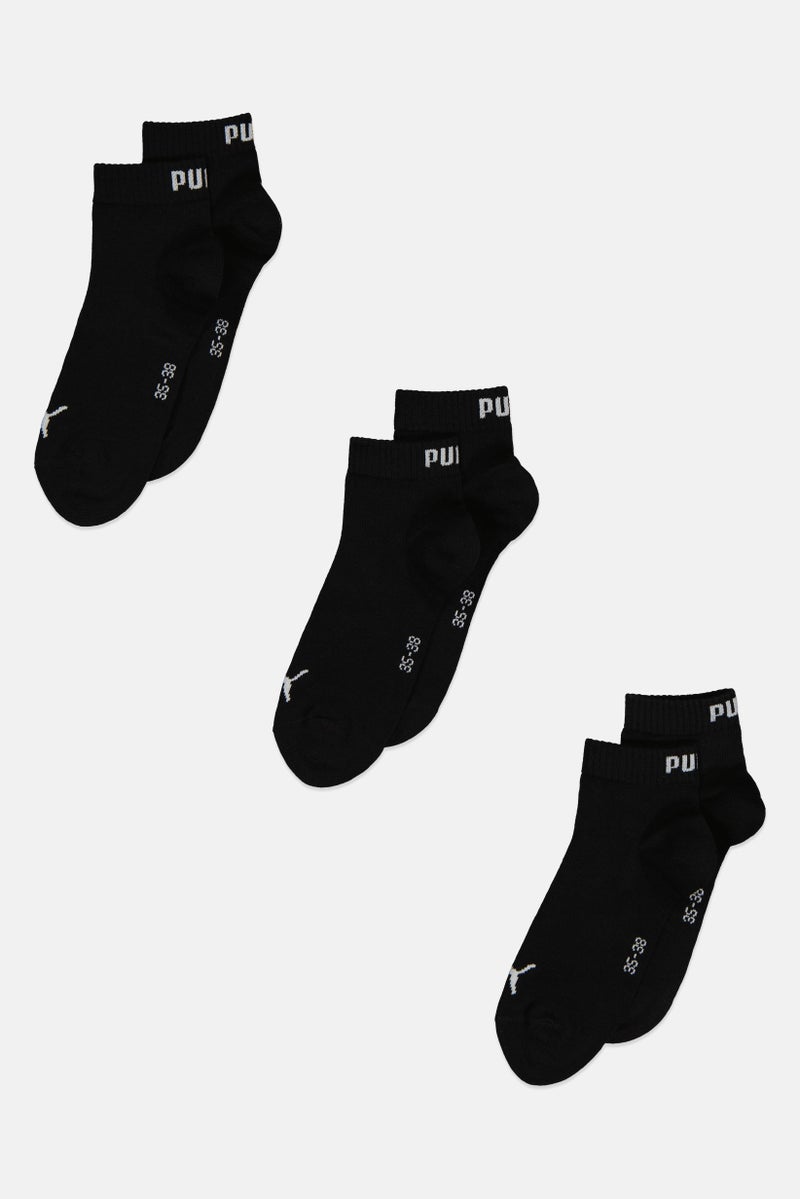 PUMA Kids Boy 3 Pair Brand Logo Ankle Socks, Black  - Image 2