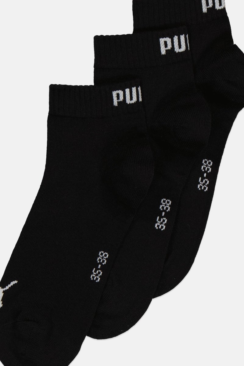 PUMA Kids Boy 3 Pair Brand Logo Ankle Socks, Black  - Image 1