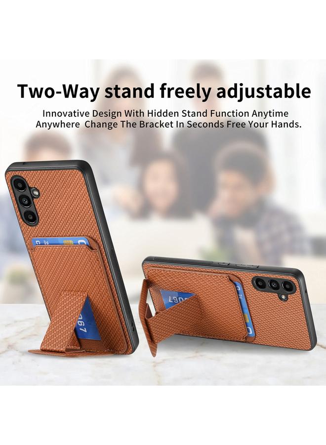 إيروريكس جراب لهاتف Samsung Galaxy A33 5G مصنوع من ألياف الكربون وحامل قابل للطي وحقيبة بطاقات - Image 2