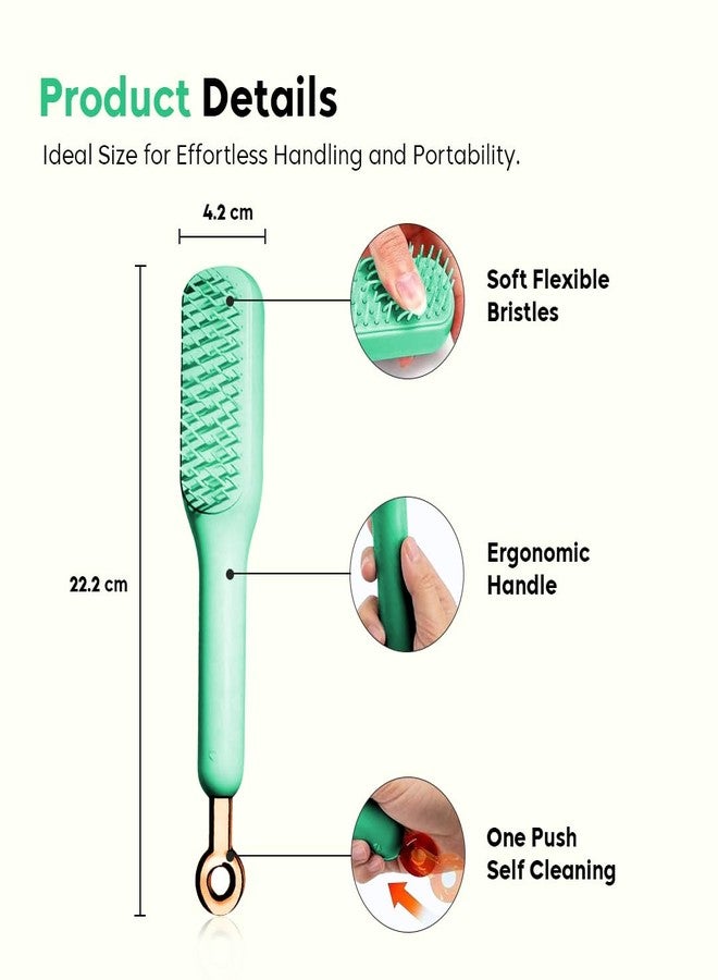 Gleva Self Cleaning Hair Brush, Detangling Brush & Styling Brush, Anti Static Massage Hair dressing Comb, Hair Massage Comb, Styling & Smooth Brush, Massage Brush, Hair Comb for Men & Women - Image 5