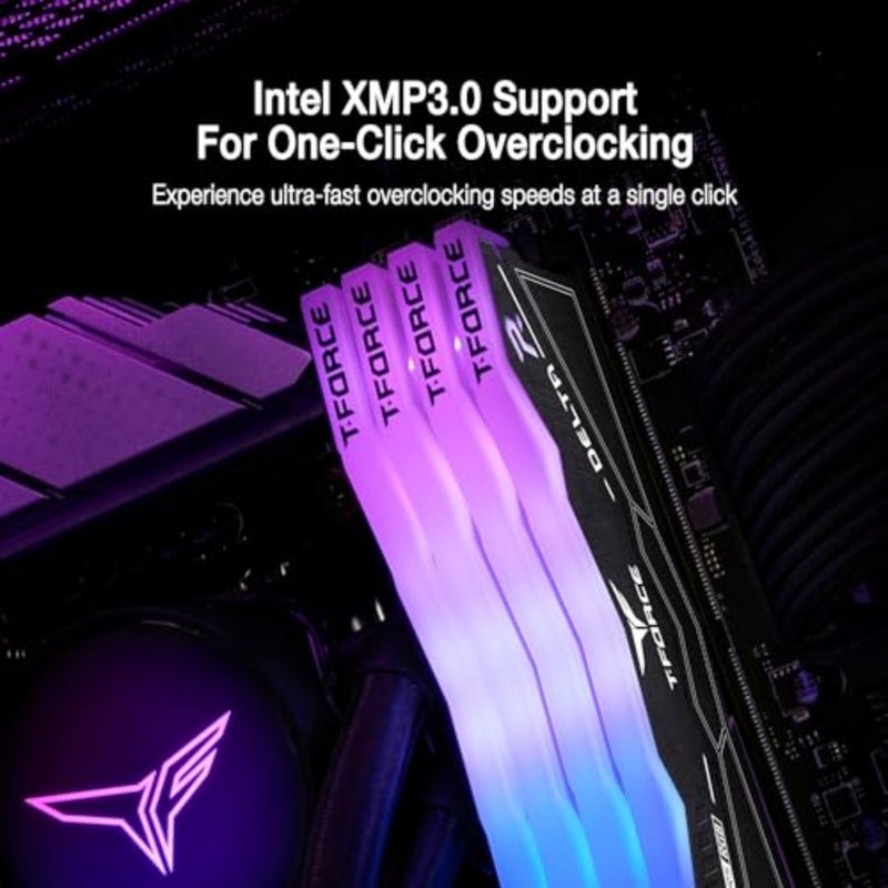 Desktop memory module for 600/700 series chipset: T-Force Delta RGB DDR5 RAM, black, 32GB 2x16GB,6000MHz, PC5-48000, CL30, XMP 3.0 ready - Image 3