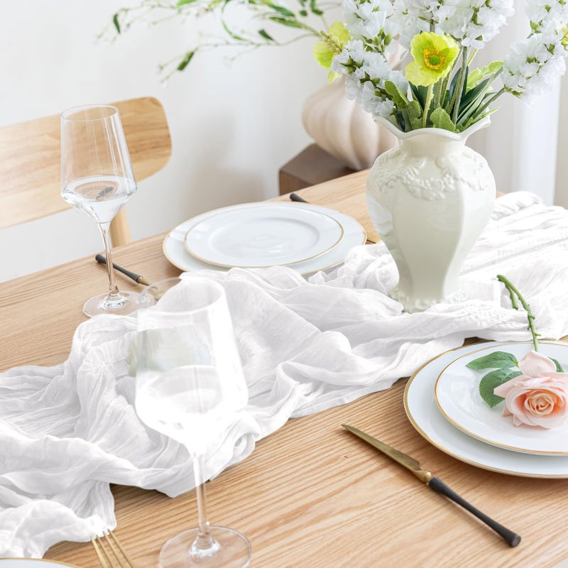 اسيم ASEE'M 6PCS Table Table Runner Cheesecloth 10ft Ivory Boho Gauze Fabric Rustic Chees Chees Clothers for Wedding Bridal Shower Party - Image 5