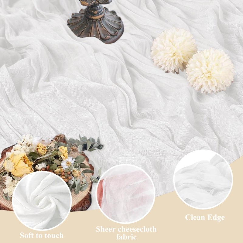 اسيم ASEE'M 6PCS Table Table Runner Cheesecloth 10ft Ivory Boho Gauze Fabric Rustic Chees Chees Clothers for Wedding Bridal Shower Party - Image 3