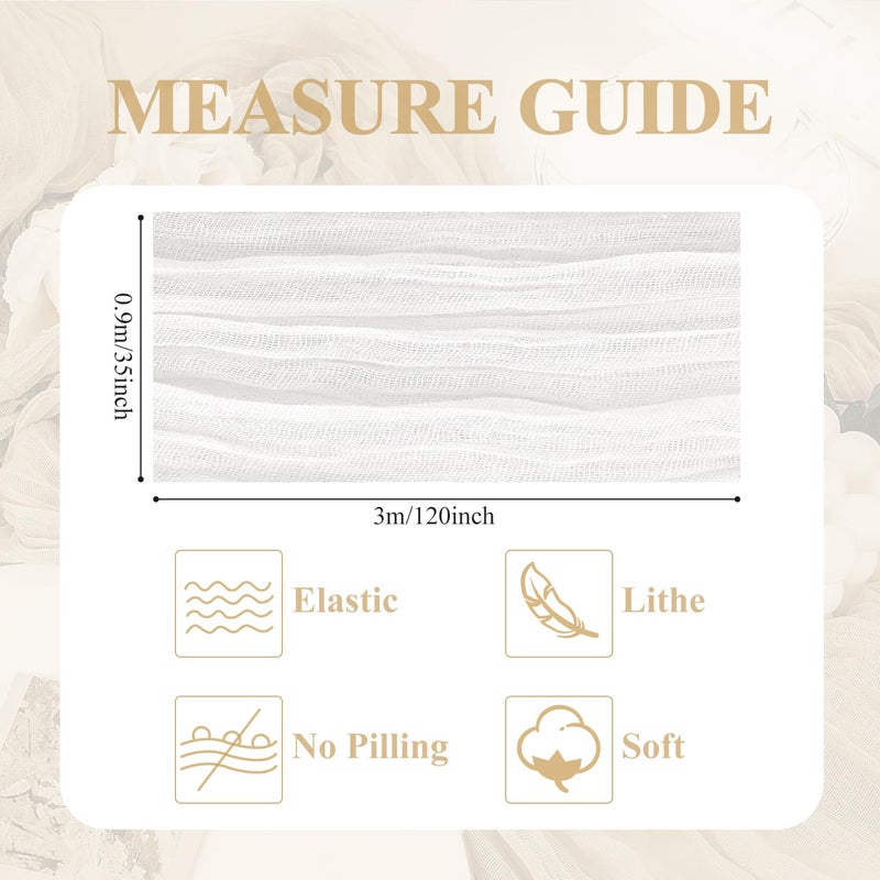 اسيم ASEE'M 6PCS Table Table Runner Cheesecloth 10ft Ivory Boho Gauze Fabric Rustic Chees Chees Clothers for Wedding Bridal Shower Party - Image 2