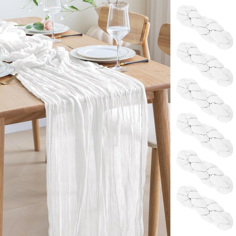 اسيم ASEE'M 6PCS Table Table Runner Cheesecloth 10ft Ivory Boho Gauze Fabric Rustic Chees Chees Clothers for Wedding Bridal Shower Party - Image 1