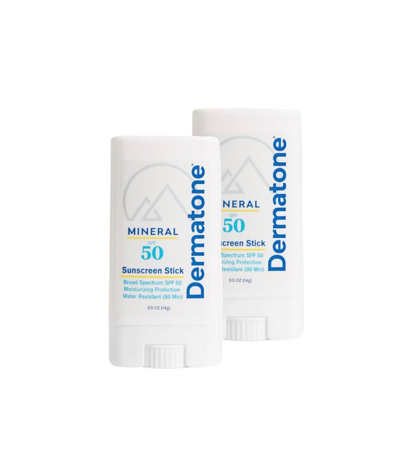 Dermatone Mineral Sunscreen | SPF 50 | No Touch Stick | Zinc Formula | Reef Safe | Moisturizing | Water Resistant (80 minutes), 0.5 oz (2-Count)