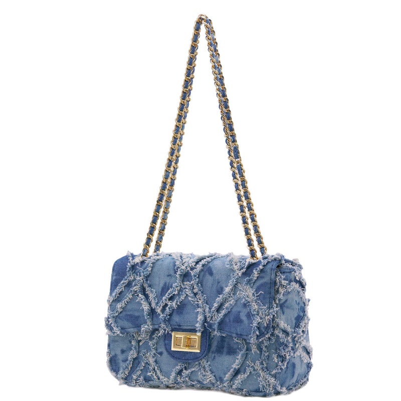 Milisente Women Shoulder Bag Small Quilted Denim Bag Chain Clutch Purses and Handbags Or Crossbody For Evening Formal Party(Blue) - Image 1