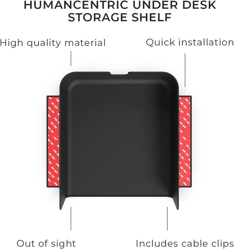 HumanCentric Under Desk Storage Shelf, Drawer Organizer for Office, Workstations, Tables, Sit Stand Desks, Gaming Setups, Mountable Storage Tray, Cable Management, Screw or Stick On with VHB Tape - Image 5