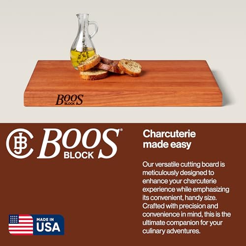 John Boos R-Board Series Rectangular Wooden Cherry Cutting Board 18”x12” – 1.5” Thick, 7-lb Reversible Butcher Block with Edge-Grain & Finger Grips – Made in the USA - Image 5