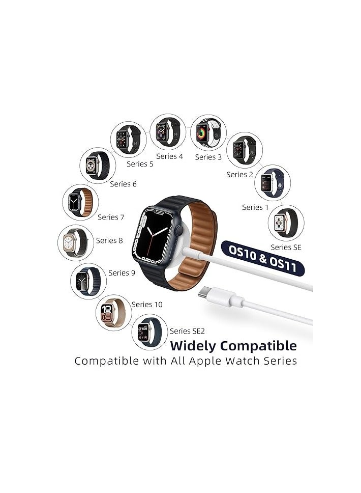 OLYSON Type C 2-in-1 Fast Charging for iPhone&Watch(1.2m)White，Premium Charger Cable，Smart Watch Magnetic Cable For Watch Series 10 9 8 7 6 5 4 3 2 1 SE1 SE2 & iPhone 14/13/12/11  - Image 5