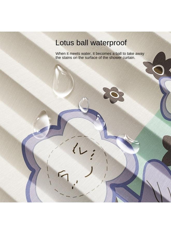 Bluejw - Digital Printing Folding Shower Curtain Waterproof Bathroom Partition Curtain Toilet Partition Curtain Punch-Free Waterproof Shower Curtain - Image 1