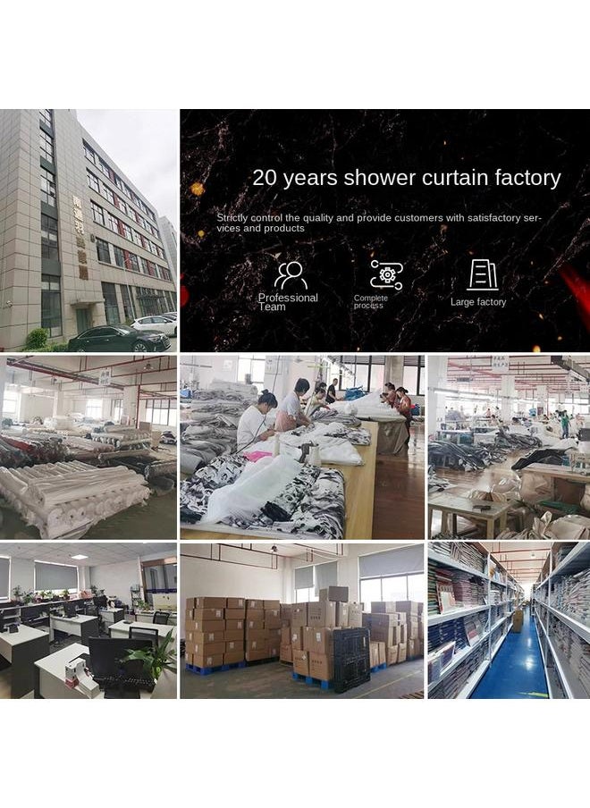 Bluejw - Digital Printing Folding Shower Curtain Waterproof Bathroom Partition Curtain Toilet Partition Curtain Punch-Free Waterproof Shower Curtain - Image 1