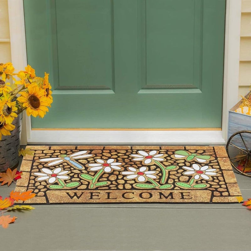 CHICHIC Door Mat, Welcome Mat 17x 30 Inch Front Door Mat Outdoors for Home Entrance Outdoors Mat for Outside Entry Way Doormat Entry Rugs, Heavy Duty Non Slip Rubber Back Low Profile, Dragonfly - Image 2