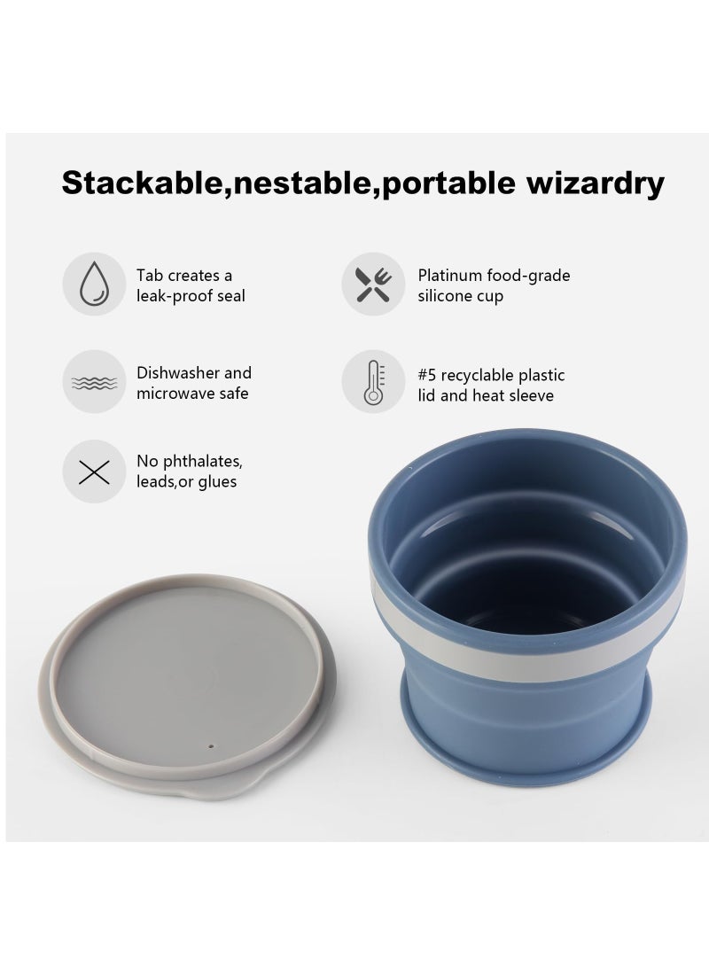 KASTWAVE 4pcs small silicone collapsible water cup, coffee cup, outdoor wine cup, cup lid solid and not easy to leak, 5.7oz folding travel camping cups - Image 3