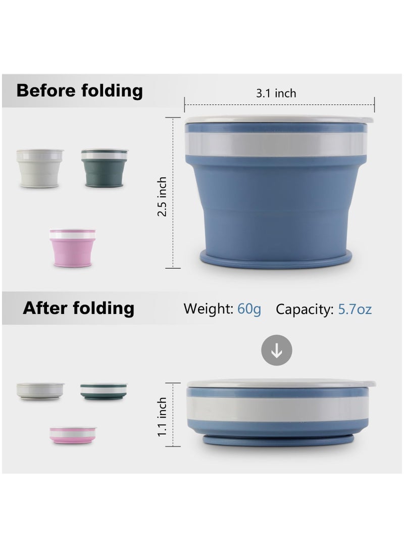 KASTWAVE 4pcs small silicone collapsible water cup, coffee cup, outdoor wine cup, cup lid solid and not easy to leak, 5.7oz folding travel camping cups - Image 2