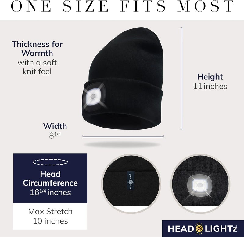 HEAD LIGHTZ Store ® Rechargeable LED Beanie Hat – Hands-Free Lighted Cap for Running, Walking & Camping – As Seen on Oprah’s Favorite Things – Machine Washable, Unisex - Image 2
