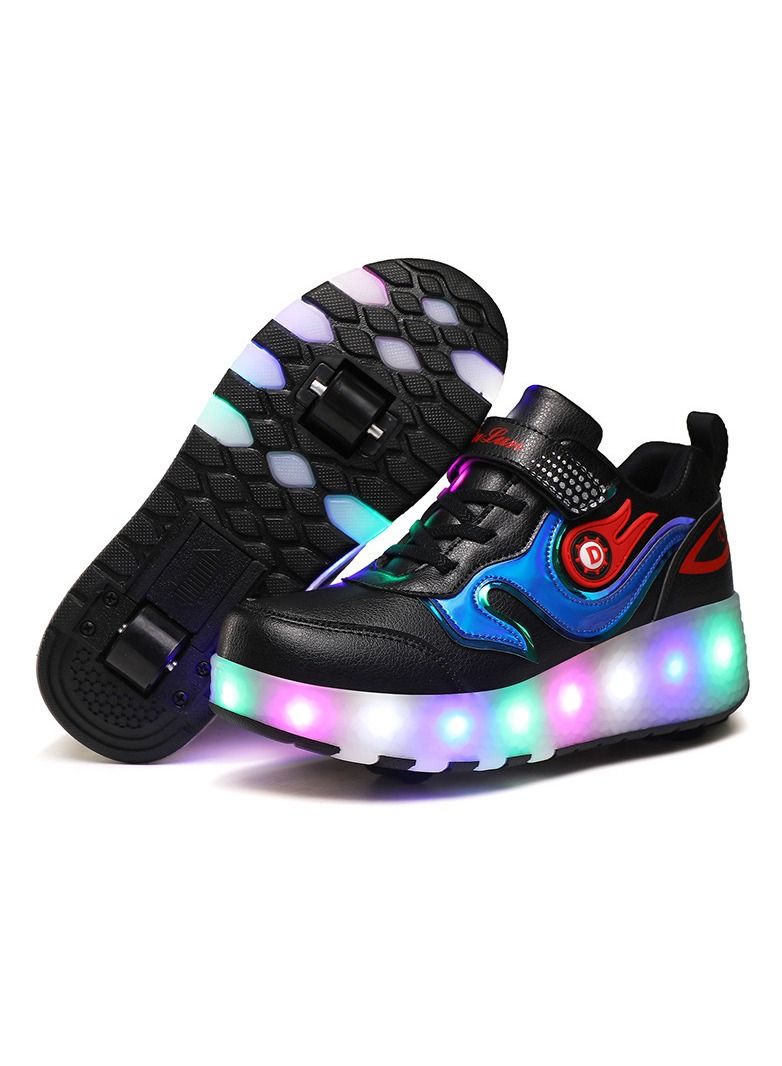 KUYING New Double Wheel Skate Shoe Luminous Pulley Shoes 