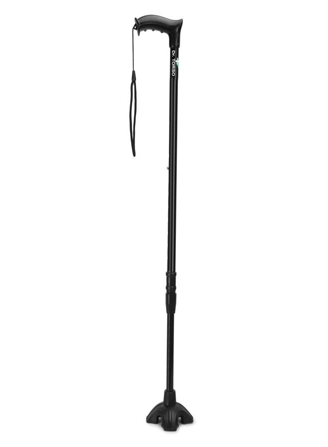 عصا المشي القوية من دكتور تورسو، قابلة لتعديل الارتفاع، مصنوعة من الفولاذ الطري، خفيفة الوزن، مناسبة للرجال والنساء والمرضى وكبار السن (أسود) - Image 4