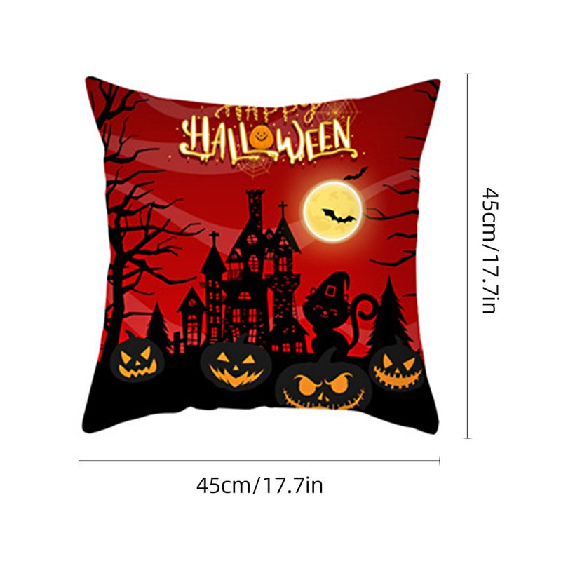 Halloween Decorative Pumpkin Pillow Covers Cotton Linen Wearing Witch Hat Throw Pillow Case Decorative Cushion Cover,Party Holiday Home Decor for Sofa Couch Bed  Set 12 - Image 2
