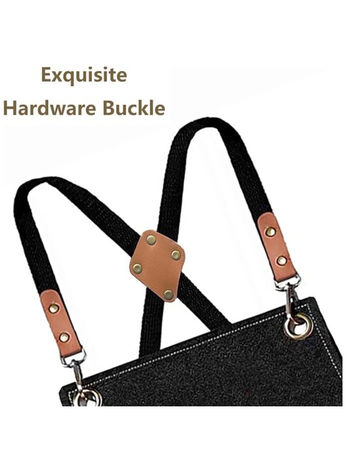 مريول طباخ مقاوم للماء للرجال والنساء، مصنوع من قماش القطن الكانفاس، مزود بأحزمة قابلة للتعديل وجيوب كبيرة، مناسب للمطبخ والطهي والخبز ومصففي الشعر والأعمال الخشبية واللحام والنجارة والرسم والبستنة – اللون الأسود. - Image 3