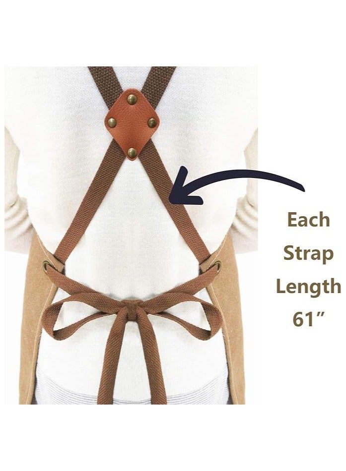 مريول طباخ مقاوم للماء للرجال والنساء، مصنوع من قماش القطن الكانفاس، مزود بأحزمة قابلة للتعديل وجيوب كبيرة، مناسب للمطبخ والطهي والخبز ومصففي الشعر والأعمال الخشبية واللحام والنجارة والرسم والبستنة – اللون الأسود. - Image 5