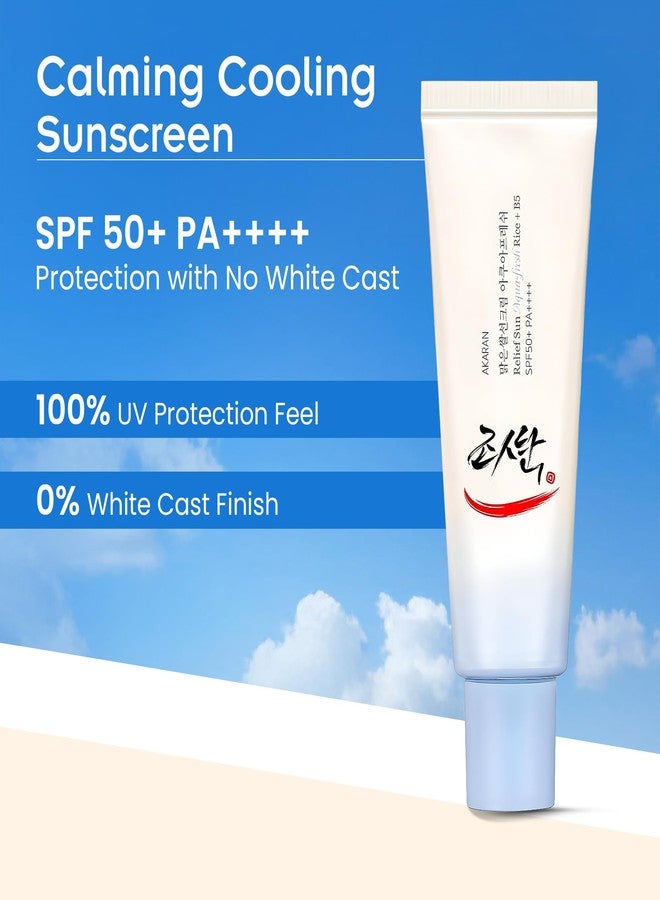 AKARAN Korean Rice Sunscreen SPF 50+ PA++++ | Relief Sun Aqua Fresh Rice + B5 Sun Cream | Lightweight Non Greasy Moisturising Formula for Face | Korean Skincare 50ml (Pack of 2) - Image 2
