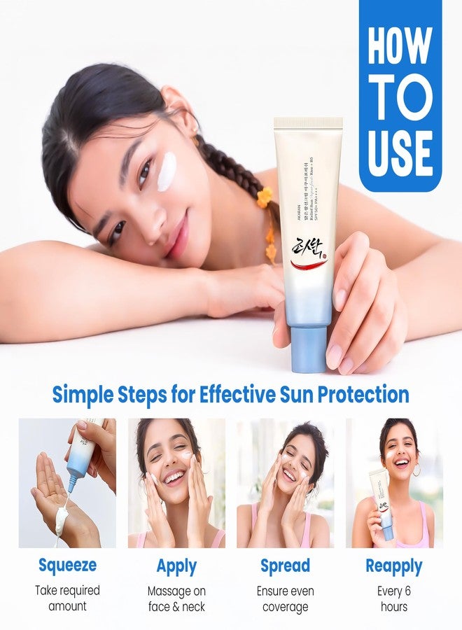 AKARAN Korean Rice Sunscreen SPF 50+ PA++++ | Relief Sun Aqua Fresh Rice + B5 Sun Cream | Lightweight Non Greasy Moisturising Formula for Face | Korean Skincare 50ml (Pack of 2) - Image 5