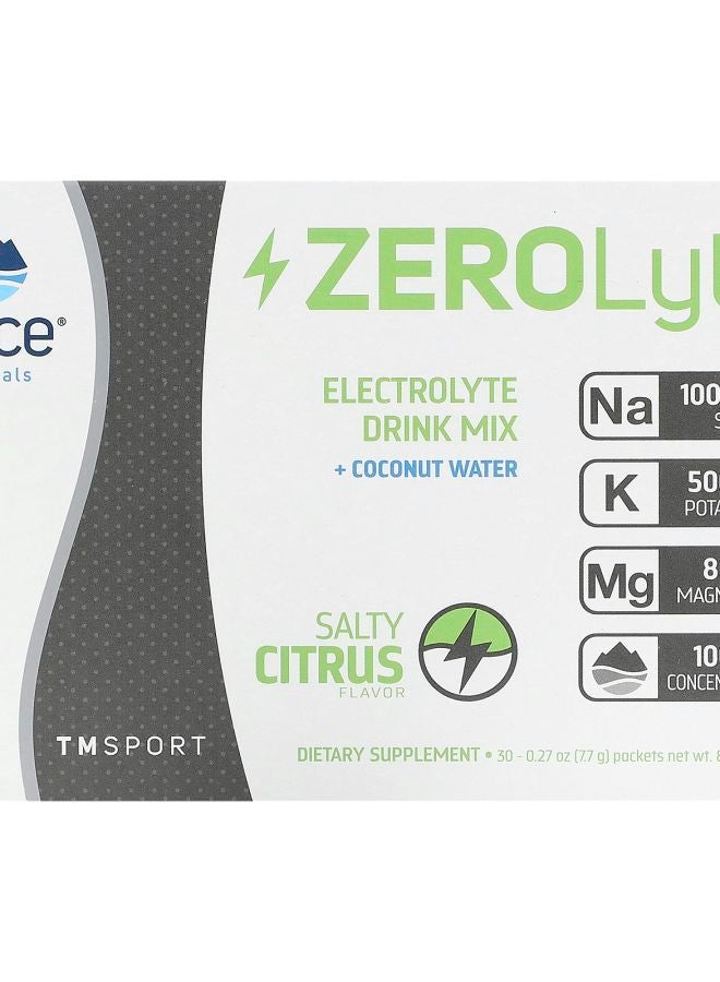 Trace Minerals TM Sport ZeroLyte Electrolyte Drink Mix Salty Citrus 30 Packets 0.27 oz (7.7 g) Each