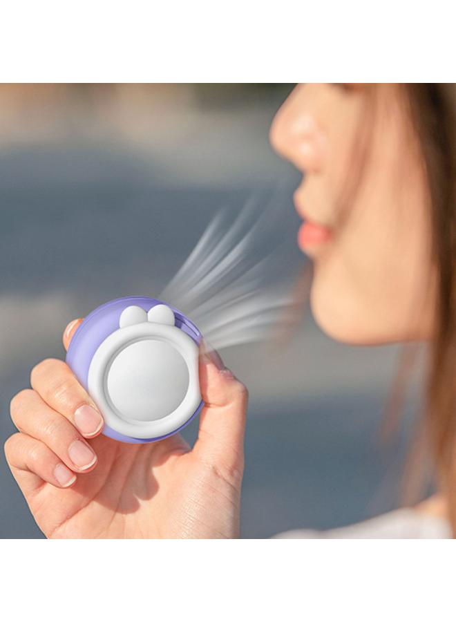 Loquat Children Neck Fan Cartoon 3 Speed Mode Quiet Operation Bladeless Neck Hanging Fan for Travel Outdoor Camping Purple Rabbit Style - Image 4