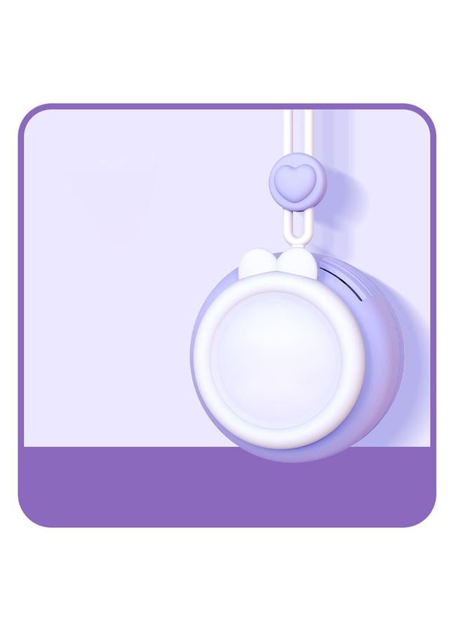 Loquat Children Neck Fan Cartoon 3 Speed Mode Quiet Operation Bladeless Neck Hanging Fan for Travel Outdoor Camping Purple Rabbit Style - Image 2