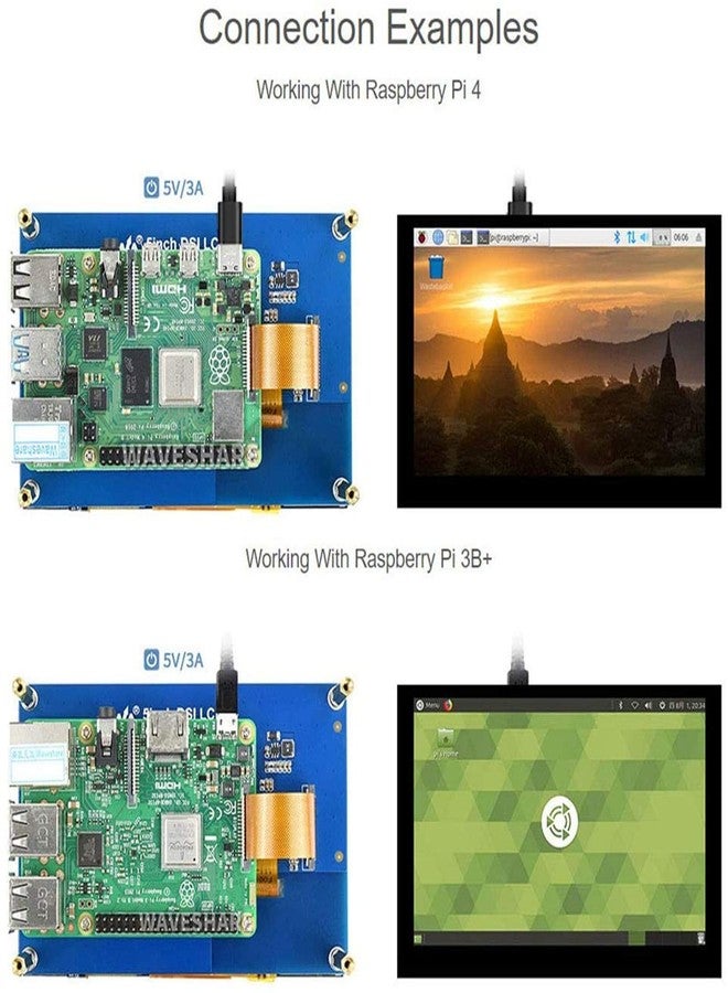 ويف شير شاشة لمس Waveshare مقاس 5 بوصات لجهاز Raspberry Pi، شاشة LCD DSI بدقة 800×480، متوافقة مع Raspberry Pi 4B و3B+ و3A+ و3B و2B وB+ وA+ وCM3/3+، متوافقة مع أنظمة التشغيل Raspbian وUbuntu وKali وWIN10 وIoT وRetroPie - Image 5