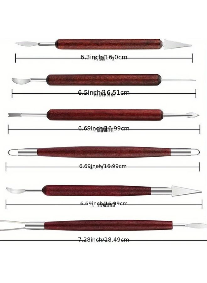 Pottery Carving Tools Wood Handle Metal Clay Trimming Kit DIY Sculpture - Image 3
