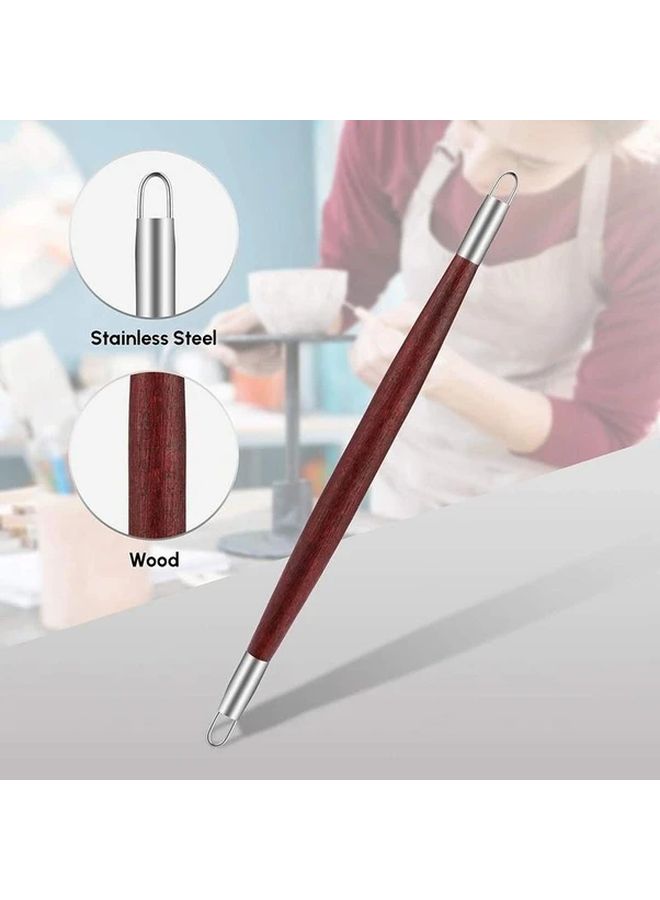 Pottery Carving Tools Wood Handle Metal Clay Trimming Kit DIY Sculpture - Image 1