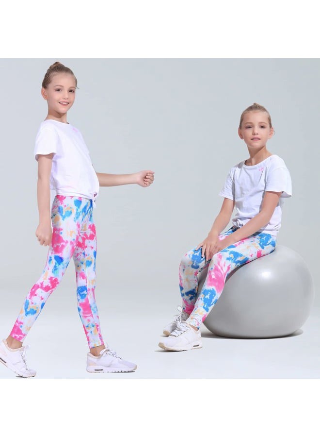 Quedoris Girls 3-Pack Printed Leggings S Blue Blue Pink Black White 150Y - Image 2