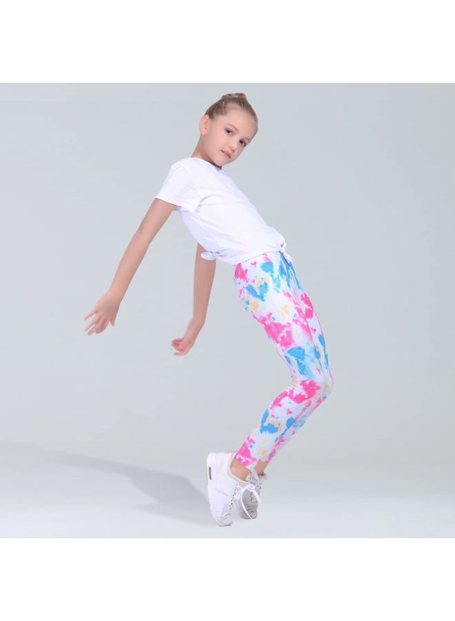 Quedoris Girls 3-Pack Printed Leggings S Blue Blue Pink Black White 150Y - Image 4