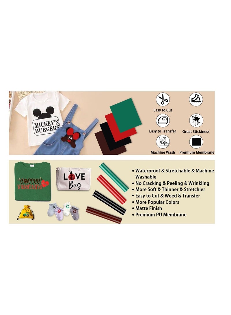 Y&D HTV Heat Transfer Vinyl Starter Bundle Fathers Day Cricut Iron Everyday for T Shirt Bags Totes Matte Finsh 4 Pre Cut Sheets  - Image 5