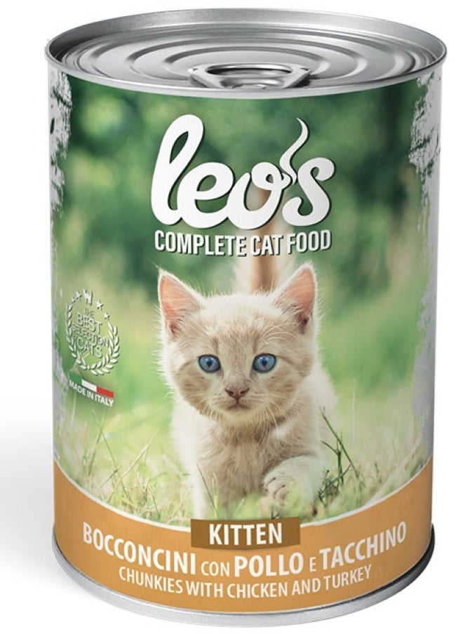 LEOS - Complete Kitten Food With Chicken And Turkey 415 G - Image 1