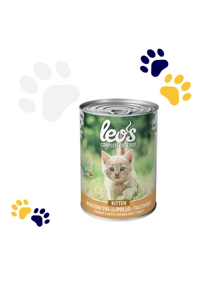 LEOS - Complete Kitten Food With Chicken And Turkey 415 G - Image 1