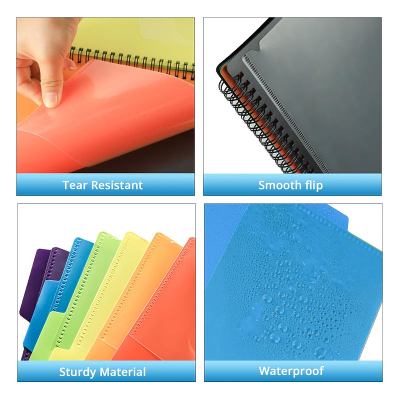 HABGP 12 Pocket Plastic folders with Pockets, 6 Colors Multi Pocket Folder Binder with Dividers, Office Organizer Folder Letter Size School Supplies - Image 3