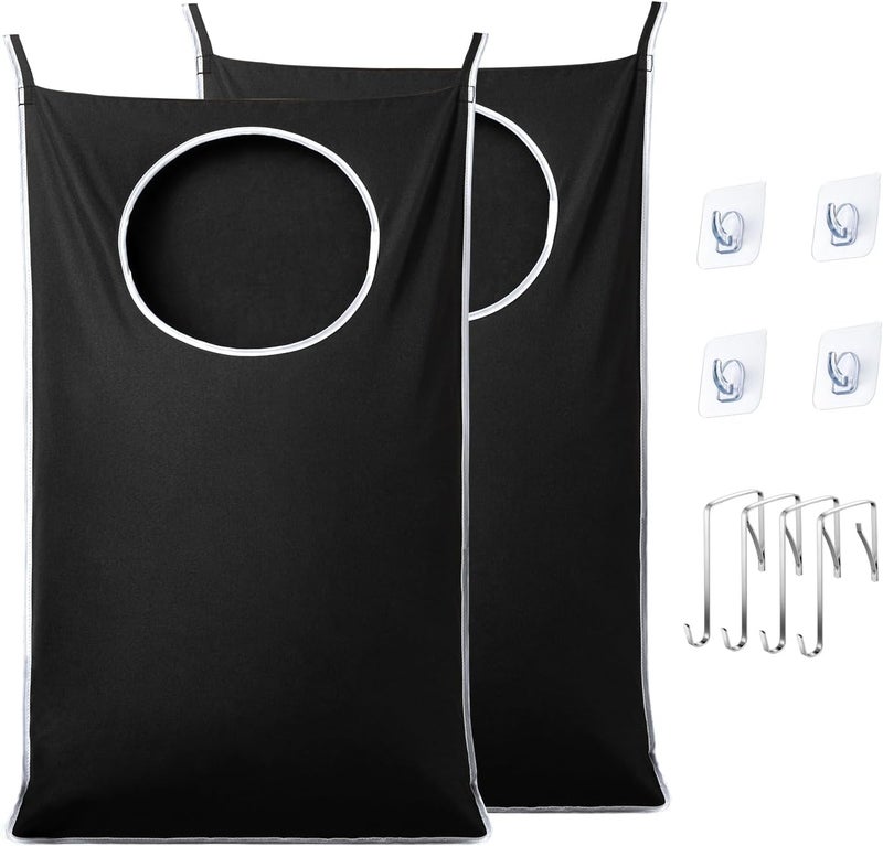 ANSTROUT 2 Pack XL Hanging Laundry Hamper, Extra Large Tear-Resistant Door Organizer with 2 Hook Types, Space-Saving Laundry Bag (36.5" x 22", Black) - Image 1