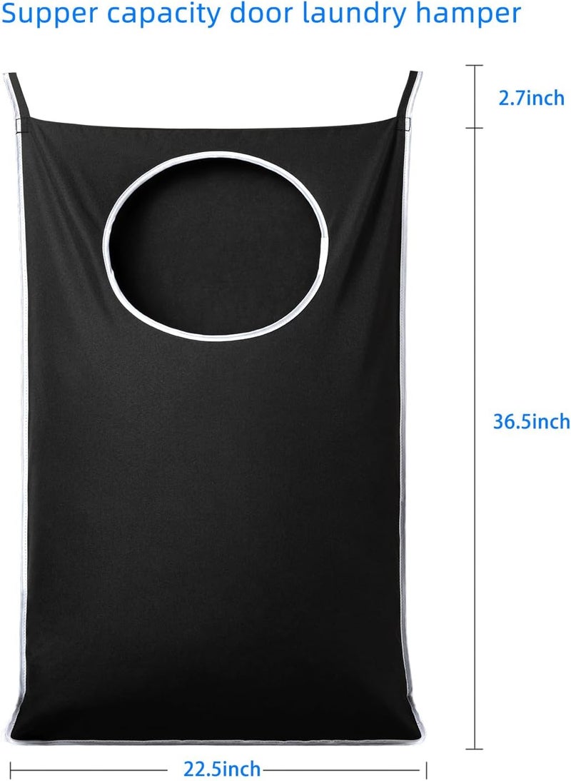 ANSTROUT 2 Pack XL Hanging Laundry Hamper, Extra Large Tear-Resistant Door Organizer with 2 Hook Types, Space-Saving Laundry Bag (36.5" x 22", Black) - Image 2