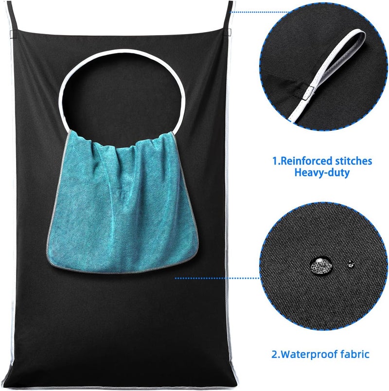 ANSTROUT 2 Pack XL Hanging Laundry Hamper, Extra Large Tear-Resistant Door Organizer with 2 Hook Types, Space-Saving Laundry Bag (36.5" x 22", Black) - Image 4