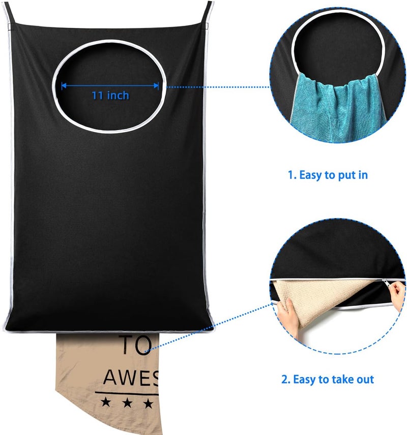 ANSTROUT 2 Pack XL Hanging Laundry Hamper, Extra Large Tear-Resistant Door Organizer with 2 Hook Types, Space-Saving Laundry Bag (36.5" x 22", Black) - Image 5