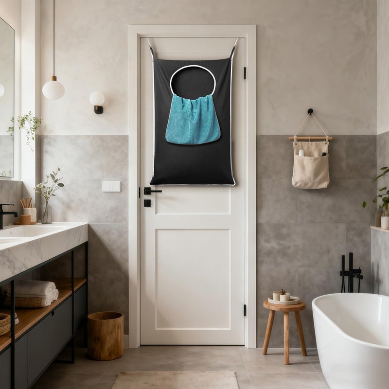 ANSTROUT 2 Pack XL Hanging Laundry Hamper, Extra Large Tear-Resistant Door Organizer with 2 Hook Types, Space-Saving Laundry Bag (36.5" x 22", Black) - Image 3