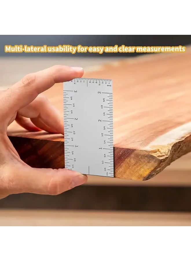Square Edge Ruler 8cm 3 5 Inch Pocket Stainless Steel Mini Metal Scriber 4 Edge Scale - Image 4