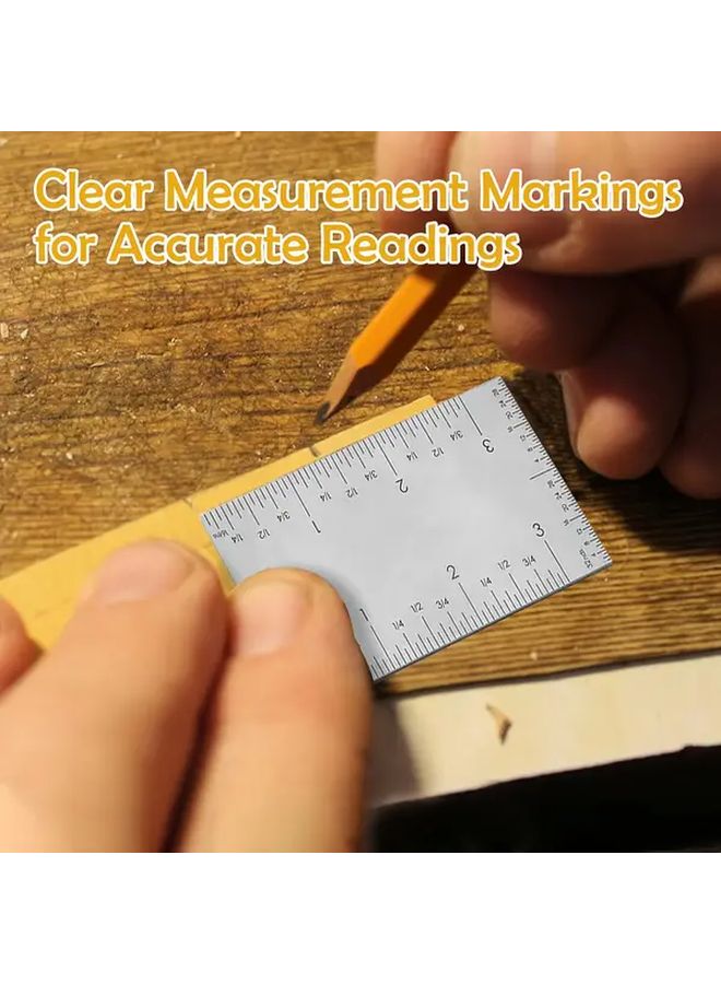 Square Edge Ruler 8cm 3 5 Inch Pocket Stainless Steel Mini Metal Scriber 4 Edge Scale - Image 5