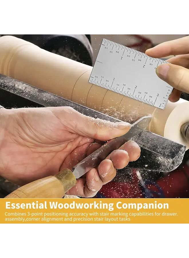 Square Edge Ruler 8cm 3 5 Inch Pocket Stainless Steel Mini Metal Scriber 4 Edge Scale - Image 2