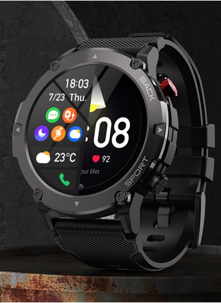 Generic Sporty Smart Watch With Bluetooth Feature-Touch Screen And Works On Android And IOS Systems, Light Weight, Water And Dust Resistant, A Sticker Protector Is Included, Face Watch Size Is 33.5 MM  - Image 1