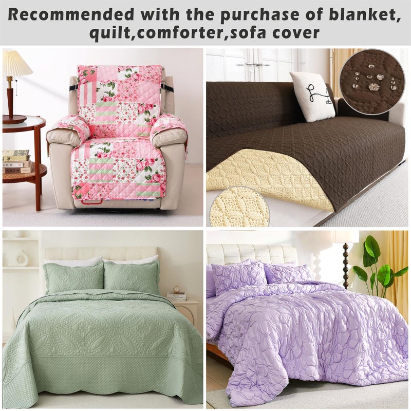 Cmfshape Garden Floral Quilt Bedspread Twin Size,Patchwork Lilac Quilt Set with 1 Pillow Sham,Summer Bedding Set for Girls Women,Soft Lightweight Bed Coverlet for All Seasons(Twin68x86 Lavender) - Image 5