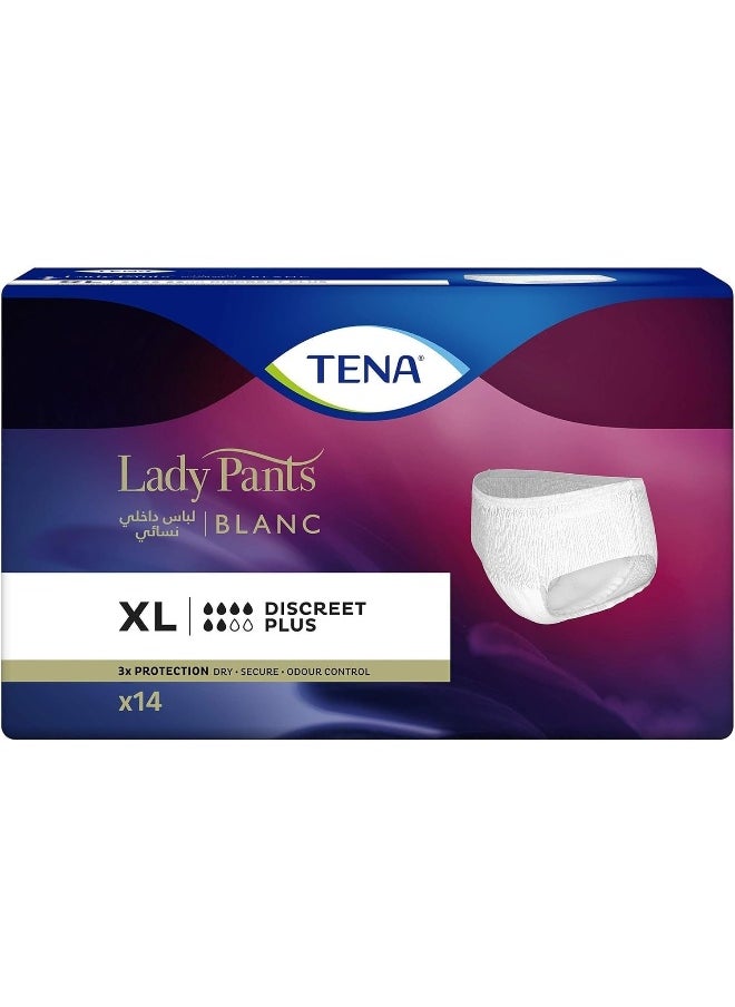 Tena Tena Lady Pants, Discreet Plus, Extra Large, white, 14 Count  - Image 1